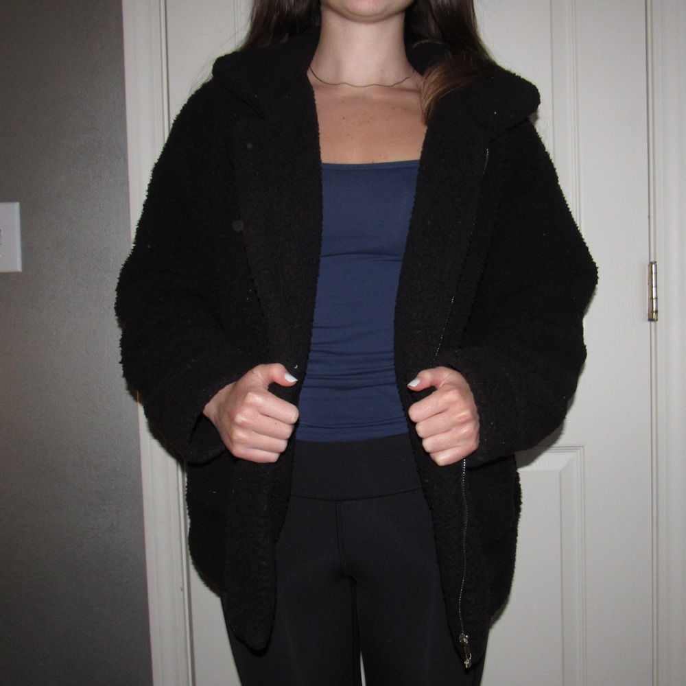 Black Teddy Zip Up Jacket